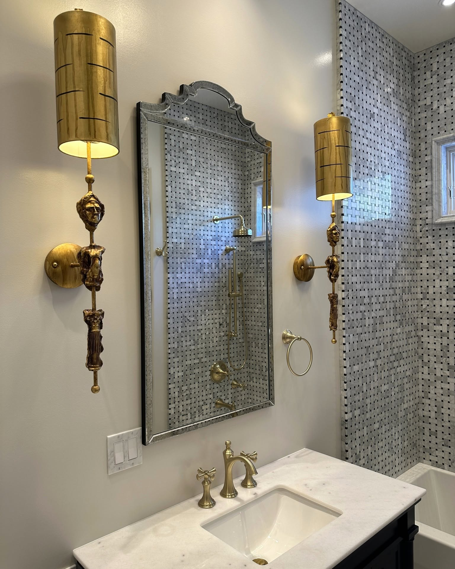 Sculptural Sconce Powder Room